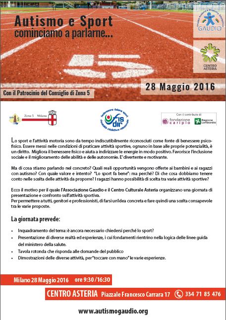 28 MAGGIO 2016 - AUTISMO E SPORT